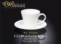 Wilmax 993004 Чашка чайная 180мл с блюдцем  (цена за 1 компл, набор из 12 предм )