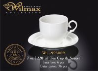Wilmax 993009 Чашка чайная с блюдцем 220мл (цена за 1 компл, набор из 12 предм )