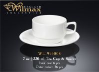 Wilmax 993008 Чашка чайная с блюдцем 220мл (цена за 1 компл, набор из 12 предм )