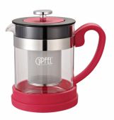 Чайник заварювальний GIPFEL 7050 LARUM скляний з фільтром 0,6 л.Рожевий