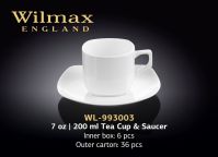 Чашка для чая с блюдцем WILMAX 993003/01С 200 мл (цена за 1 компл, набор из 12 предм)