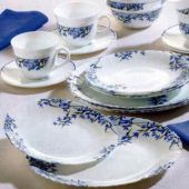 Arcopal L7796 ALIYA BLUE Набір тарілок + чайний сервіз на 6 персон (38 пр. опалове скло)