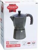 Гейзерна кавоварка VINCENT 1366-300V 300 мл Чорна