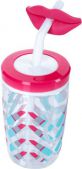 Дитяча склянка для води з трубочкою Contigo 1000-0522 Funny Straw Cherry blossom Lips 470 мл