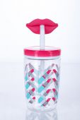 Детский стакан для воды с трубочкой Contigo 1000-0522 Funny Straw Cherry blossom Lips 470 мл