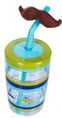 Детский стакан для воды с трубочкой Contigo 1000-0521 Funny Straw Electric blue Mustache 470 мл