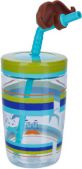 Детский стакан для воды с трубочкой Contigo 1000-0521 Funny Straw Electric blue Mustache 470 мл