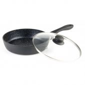 Сковорода глубокая с крышкой VISSNER 7565-24 с мраморным покрытием Marble Black 24 см