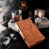 Камни для охлаждения виски IceStone 30777 в деревянной коробке 16 шт + мешочек 2 костера под стаканы щипцы VIP упаковка