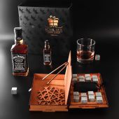 Камни для охлаждения виски IceStone 30777 в деревянной коробке 16 шт + мешочек 2 костера под стаканы щипцы VIP упаковка
