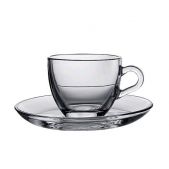 Чашка с блюдцем PASABAHCE 97984 Beyz для кофе 90 мл набор 6 шт