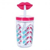 Детский стакан для воды с трубочкой Contigo 2094992 Funny Straw Cherry blossom Lips 470 мл