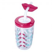 Дитяча склянка для води з трубочкою Contigo 2094992 Funny Straw Cherry blossom Lips 470 мл