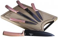 Набір ножів BERLINGER HAUS 2554BH I-Rose Edition з бамбуковою обробною дошкою 6 пр