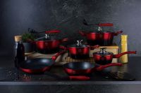 Набір сковорідок з мармуровим покриттям BERLINGER HAUS 1630N-BH Metallic Line Black Burgundy Edition 2 шт
