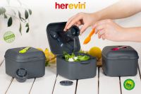 Ланчбокс з приборами HEREVIN 161450-560 Salad Box Grey 14х14х10 см Mix