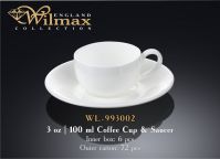 Wilmax 993002 Чашка кофейная с блюдцем 100мл (цена за 1 компл, набор из 12 предм )