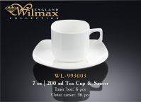 Wilmax 993003 Чашка чайная с- блюдцем 200мл (цена за 1 компл, набор из 12 предм )