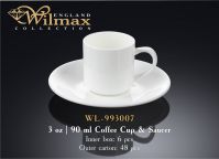 Wilmax 993007 Чашка кофейная с блюдцем 90мл (цена за 1 компл, набор из 12 предм )