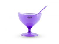 Креманка с ложкой GIPFEL 9482 LUMINO круглая с двойными стенками 10х10 см Фиолетовая