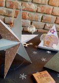 Новорічний декор зірка 3D сіро-блакитна 24,5см WowLand 181833 в подарунковій упаковці, ручна робота