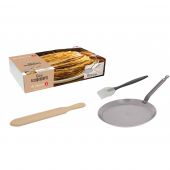 Сковорода сталева для млинців de Buyer 5615.01 CREPESPARTY 26 см (+ лопатка + пензлик)