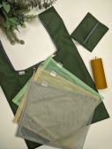 Эко набор подарочный:  Сумка шоппер тканевая с чехлом, многоразовые мешочки для продуктов 3шт, свеча (зеленый) Украина 1863SH