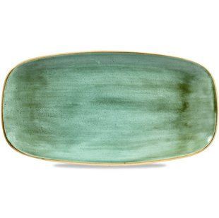 Тарелка прямоугольная 35,5*18,9 см серия Stonecast Samphire Green Churchill зеленая SSGSXO141 фото