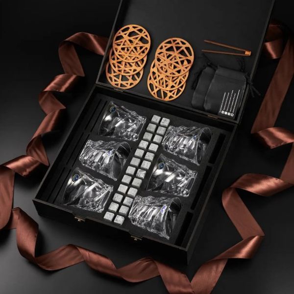 Набір камені для віскі 24шт Whiskey Stones + 6 склянок кришталь Bohemia Casablanca 300 мл WS603 фото