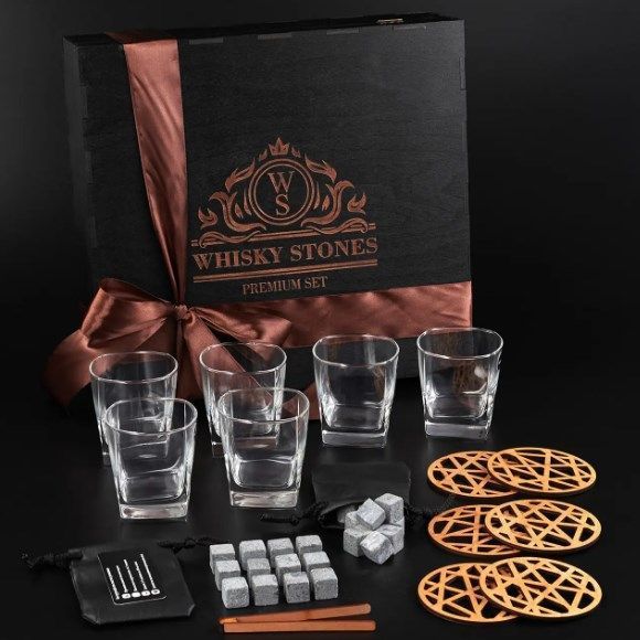 Набір камені для віскі 24шт Whiskey Stones + 6 склянок WS601 фото