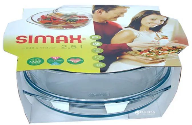 Каструля для запікання кругла Simax 2.5 л жаростійке скло 6176-6186-Ф фото