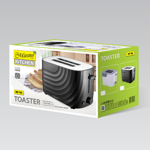 Тостер 700W Maestro чорний MR-706-BLACK фото