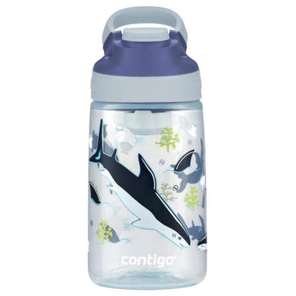 Пляшка дитяча з трубочкою Contigo Gizmo Sip прозорий з малюнком акул 0.42 л (2136792) 2136792 фото