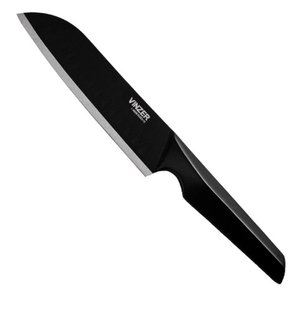 Нож Santoku Vinzer Geometry Nero 17,8 см черный 50302 фото