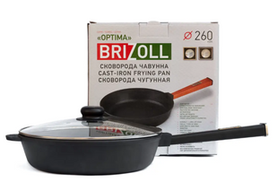 Чавунна сковорода з кришкою Brizoll Optima-Black 260 х 60 мм 2660О-Р1С фото