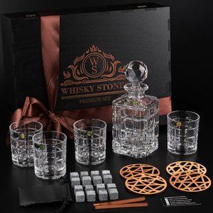 Набір камені для віскі 16шт Whiskey Stones + 4 склянки кришталь Bohemia Timesquare 320 мл + графин 800 мл WS407D фото