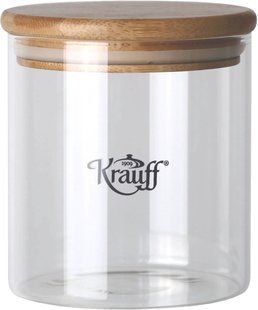 Банка для сипучих Krauff скляна з бамбуковою кришкою 500 мл 31-289-022 фото