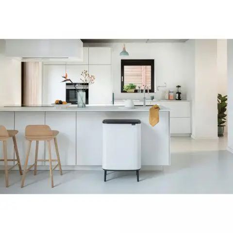 Бак для сміття білий Brabantia 130601 Touch Bin Bo Hi (2 х 30 л) 130601 фото