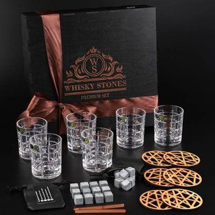 Набір камені для віскі 24шт Whiskey Stones + 6 склянок кришталь Bohemia Timesquare 320 мл WS607 фото
