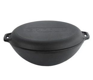 Сковорода из чугуна WOK Brizoll с крышкой-сковородой чугунной 8 л 36 см 36W-3 фото