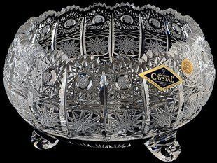 Хрустальная фруктовница на ножках Bohemia Gold Crystal 23см круглая прозрачная Чехия 62022/0/35003/230 фото