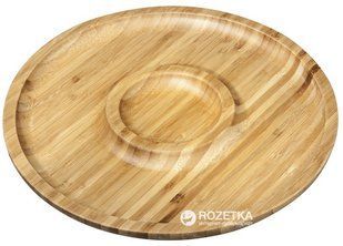 Доска сервировочная двухсекционная Wilmax Bamboo круглая 35.5 см 771049 фото