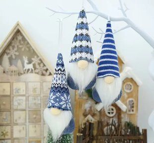Гномы для праздничного декора "синие") 16 см / 3 шт WOW - 3 фото