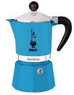 Гейзерна кавоварка Bialetti Rainbow 270 мл Блакитна на 6 чашок (0005243) 5243 фото