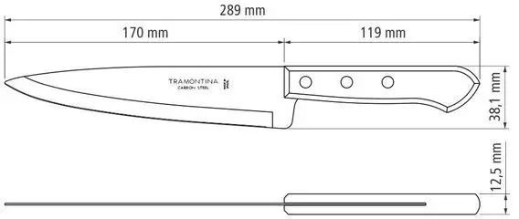 Ніж Tramontina CARBON 178 мм /кухарський 22953-007 фото