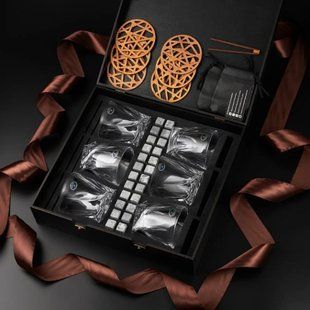 Набір камені для віскі 24шт Whiskey Stones + 6 склянок кришталь Bohemia Quadro 340 мл WS602 фото