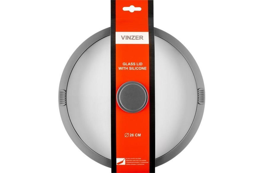 Крышка VINZER стеклянная с силиконом 26 см (89251) 89251 фото